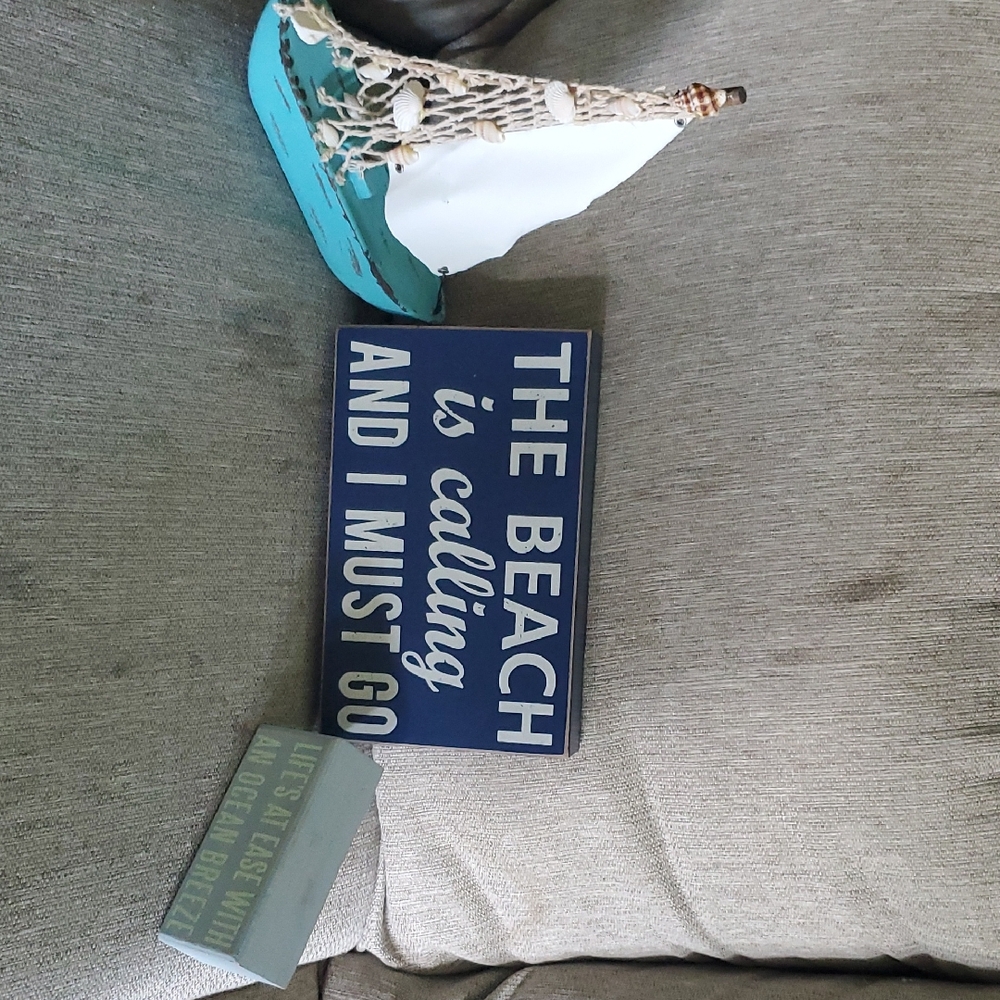 Nautical Decor Set with Sailboat and Sign